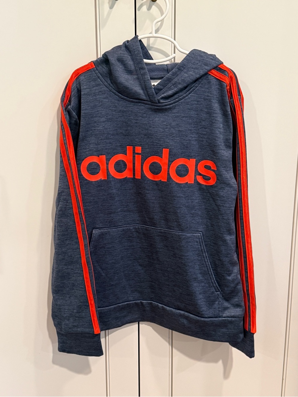 Boys Adidas Hoodie Sweatshirt Blue Orange Medium